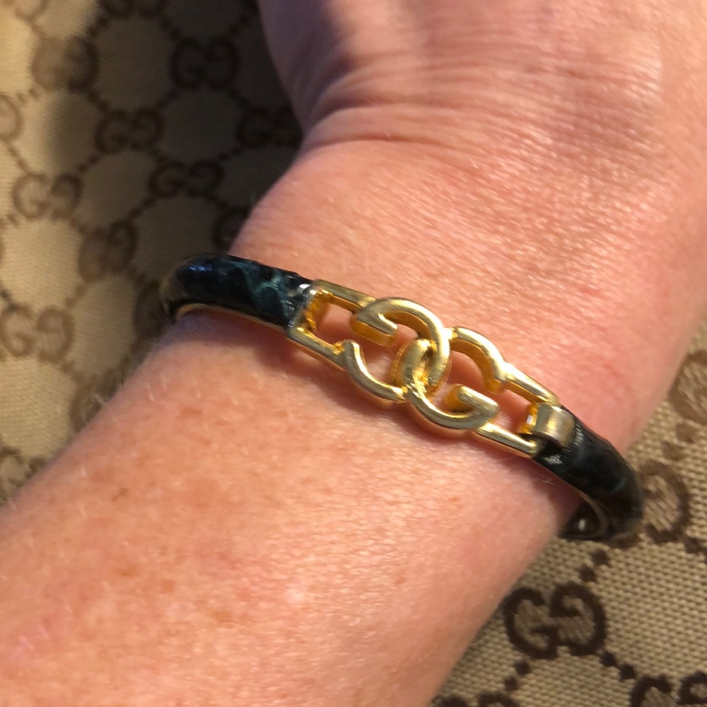 Vintage Gucci snake skin and 24 K plated bracelet